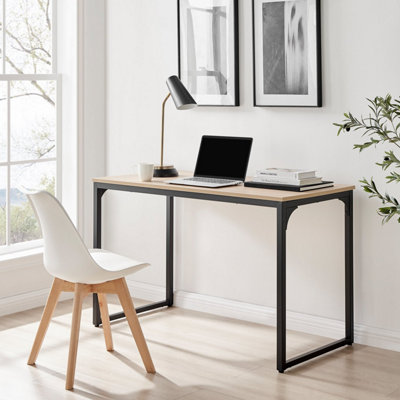 Furniturebox UK Kendrick Oak Effect Desk 120cm for Home Working Study Gaming Office Desk. Elegant Black