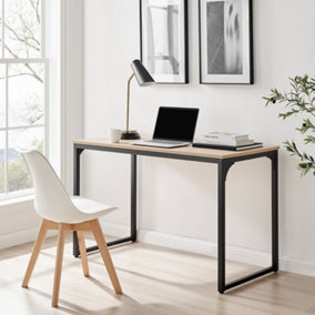 Furniturebox UK Kendrick Oak Effect Desk 120cm for Home Working Study Gaming Office Desk. Elegant Black Leg Melamine Desk