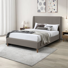 Furniturebox UK King Size Bed - 'Hana' Upholstered Beige Taupe Kingsize Bed Frame Only (No Mattress) - 100% Recycled Eco Fabric