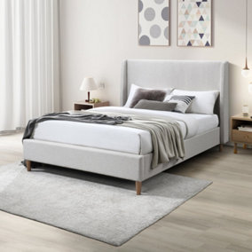 Furniturebox UK King Size Bed - 'Hana' Upholstered Cream Kingsize Bed Frame Only (No Mattress) - 100% Recycled Eco Fabric