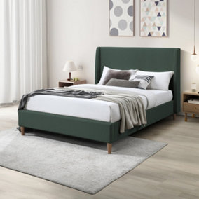 Furniturebox UK King Size Bed - 'Hana' Upholstered Green Kingsize Bed Frame Only (No Mattress) - 100% Recycled Eco Fabric