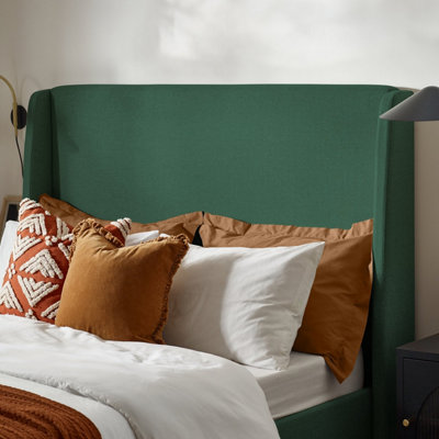 Furniturebox UK King Size Bed - 'Hana' Upholstered Green Kingsize Bed Frame Only (No Mattress) - 100% Recycled Eco Fabric