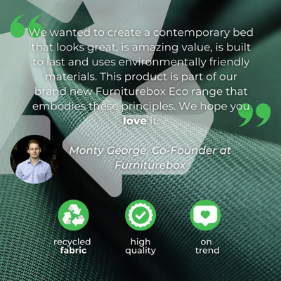 Furniturebox UK King Size Bed - 'Hana' Upholstered Green Kingsize Bed Frame Only (No Mattress) - 100% Recycled Eco Fabric