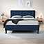 Furniturebox UK King Size Bed - 'Lotus' Upholstered Blue Velvet Kingsize Bed Frame Only (No Mattress) - Chesterfield Style Bed