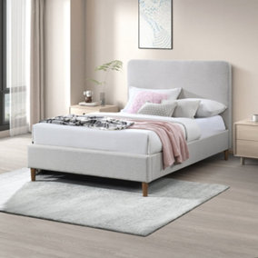 Furniturebox UK King Size Bed - 'Romy' Upholstered Cream Kingsize Bed Frame Only (No Mattress) - 100% Recycled Eco Fabric