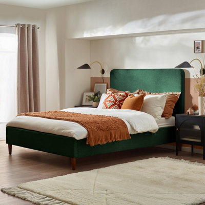 Furniturebox UK King Size Bed - 'Romy' Upholstered Green Kingsize Bed Frame Only (No Mattress) - 100% Recycled Eco Fabric