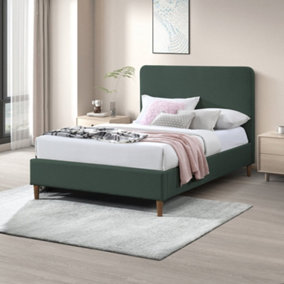 Furniturebox UK King Size Bed - 'Romy' Upholstered Green Kingsize Bed Frame Only (No Mattress) - 100% Recycled Eco Fabric
