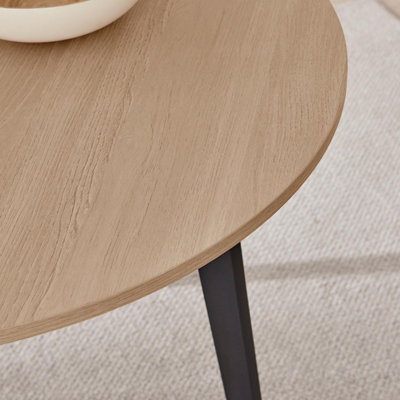 Furniturebox UK Koko Oak Effect Round Dining Table & 4 Black Corona ...