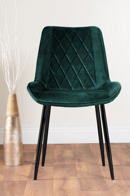 Furniturebox UK Leonardo 4 Gold Dining Table and 4 Green Pesaro Black Leg Chairs