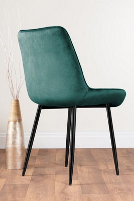 Furniturebox UK Leonardo 4 Gold Dining Table and 4 Green Pesaro Black Leg Chairs