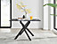 Furniturebox UK Leonardo 4-Seater Dining Table With Grey Glass Marble Effect Top And Black Legs