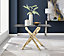 Furniturebox UK Leonardo 4-Seater Dining Table With Grey Glass Marble Effect Top And Gold Legs