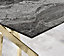 Furniturebox UK Leonardo 4-Seater Dining Table With Grey Glass Marble Effect Top And Gold Legs