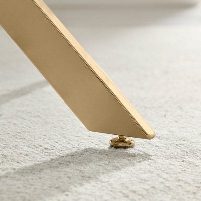 Furniturebox UK Leonardo 4-Seater Dining Table With Grey Glass Marble Effect Top And Gold Legs