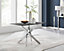Furniturebox UK Leonardo 4-Seater Dining Table With Grey Glass Marble Effect Top And Silver Legs