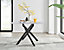 Furniturebox UK Leonardo 4-Seater Dining Table With White Glass Marble Effect Top And Black Legs