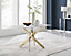Furniturebox UK Leonardo 4-Seater Dining Table With White Glass Marble Effect Top And Gold Legs