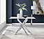 Furniturebox UK Leonardo 4-Seater Dining Table With White Glass Marble Effect Top And Silver Legs
