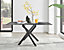 Furniturebox UK Leonardo 6-Seater Dining Table With Grey Glass Marble Effect Top And Black Legs