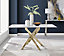 Furniturebox UK Leonardo 6-Seater Dining Table With White Glass Marble Effect Top And Gold Legs