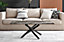 Furniturebox UK Leonardo Coffee Table With Grey Glass Marble Effect Top And Black Legs