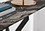 Furniturebox UK Leonardo Console Table With Grey Glass Marble Effect Top And Black Legs