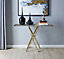 Furniturebox UK Leonardo Console Table With Grey Glass Marble Effect Top And Gold Legs