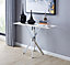Furniturebox UK Leonardo Console Table With White Glass Marble Effect Top And Silver Legs