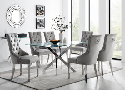 Furniturebox UK Leonardo Glass And Chrome Metal Dining Table And 6 ...