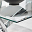 Furniturebox UK Leonardo Glass And Chrome Metal Dining Table And 6 Grey Pesaro Velvet Silver Leg Chairs
