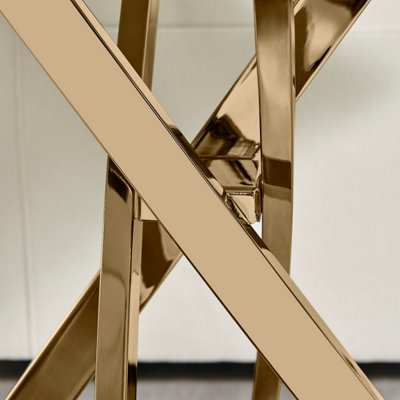 Furniturebox UK Leonardo Side Table With Grey Glass Marble Effect Top And Gold Legs
