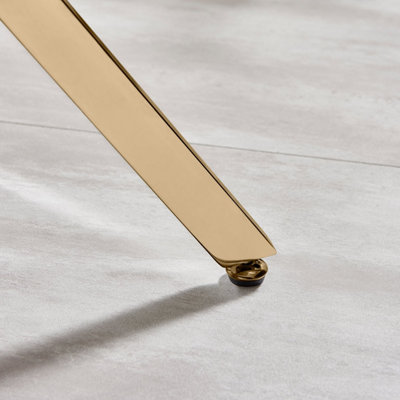 Furniturebox UK Leonardo Side Table With Grey Glass Marble Effect Top And Gold Legs