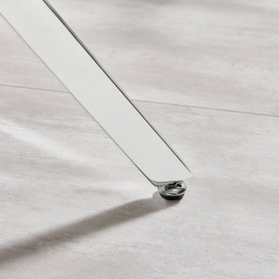 Furniturebox UK Leonardo Side Table With Grey Glass Marble Effect Top And Silver Legs