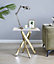 Furniturebox UK Leonardo Side Table With White Glass Marble Effect Top And Gold Legs
