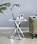 Furniturebox UK Leonardo Side Table With White Glass Marble Effect Top And Silver Legs