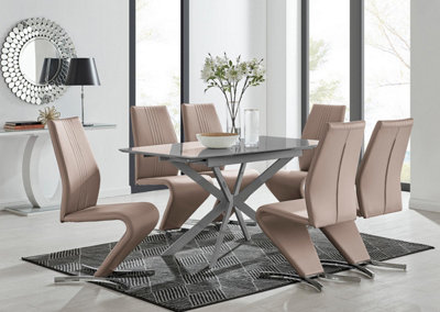 Furniturebox UK Lira 100cm Grey Metal Extending Dining Table & 6 ...