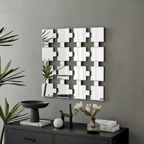 Furniturebox UK Loki 1920s Inspired Art Deco Statement Square Grid Small Wall Mirror