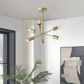 Furniturebox UK Lola Modern Sputnik Chandelier Brass Ceiling Light