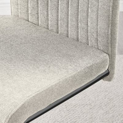 Furniturebox UK Lorenzo 2x Cream Fabric Black Leg Dining Chair