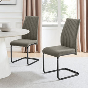 Furniturebox UK Lorenzo 2x Grey Fabric Black Leg Dining Chair