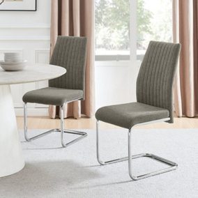 Furniturebox UK Lorenzo 2x Grey Fabric Silver Leg Dining Chair