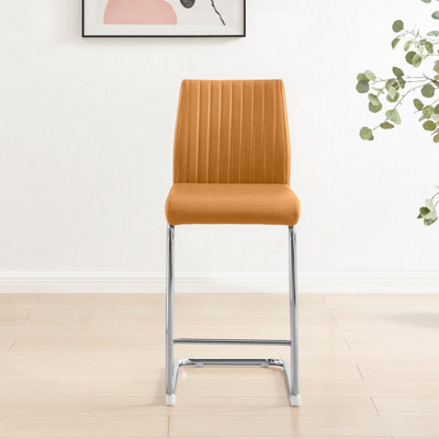 Faux Leather Bar Bar Stool Mustard Yellow Finley Yellow Faux