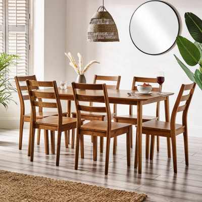 Furniturebox UK Lynton Large Walnut Colour Wooden Dining Table 6 Dining Chairs