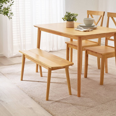 Furniturebox UK Lynton Solid Wood Oak Effect Small Dining Bench