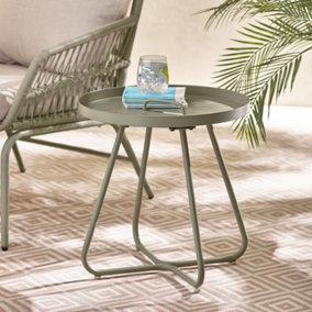 Furniturebox UK Lyon Green Metal Outdoor Round Side Table