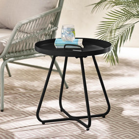 Furniturebox UK Lyon Round Black Metal Side Table for Outdoor & Indoor Use