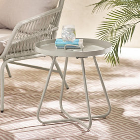 Furniturebox UK Lyon Round Cream Metal Side Table for Outdoor & Indoor Use