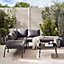 Furniturebox UK Maldives Grey PE Rattan 4 to 5 Seat Outdoor Garden Sofa Set, Grey Cushions, 5 seat corner sofa + coffee table