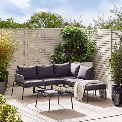 Furniturebox UK Maldives Grey PE Rattan 4 to 5 Seat Outdoor Garden Sofa ...