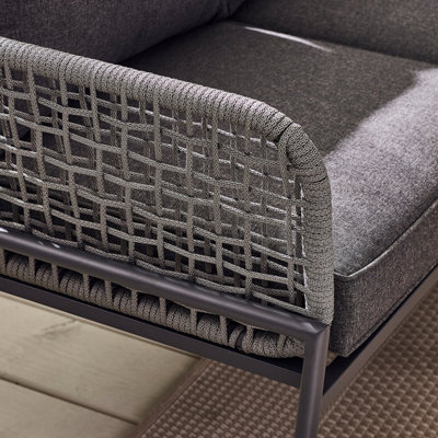 Furniturebox UK Maldives Grey PE Rattan 4 to 5 Seat Outdoor Garden Sofa Set, Grey Cushions, 5 seat corner sofa - Free Cover
